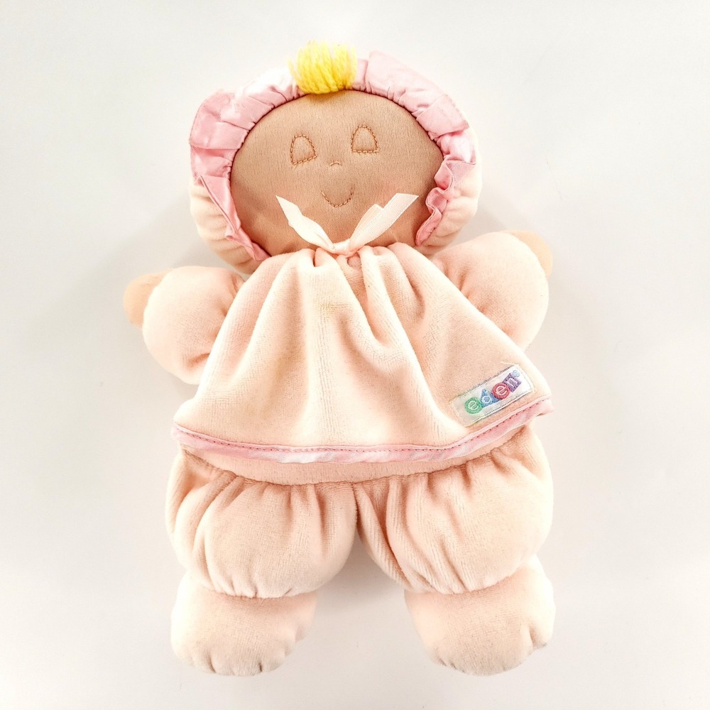 Vintage Eden My First Doll Plush Sleeping Baby Pink Velour